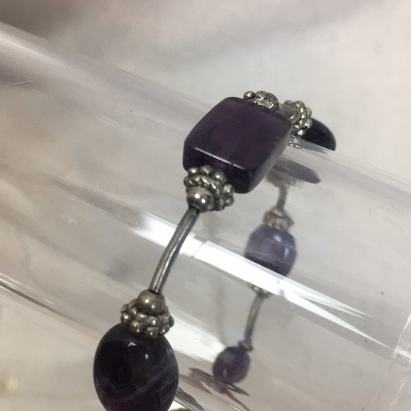 Silver and Amethyst Bead Bracelet - Picture 9 of 9